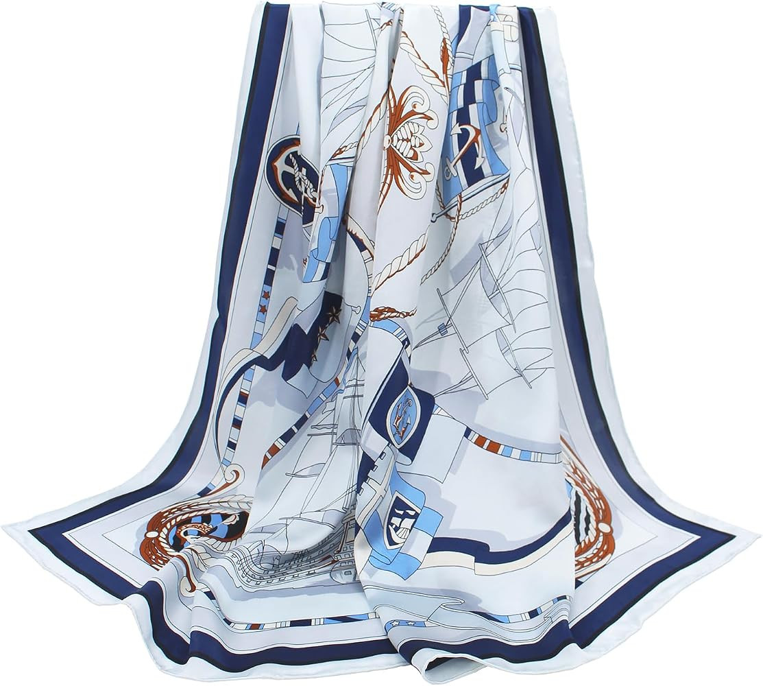 ANDANTINO 100% Silk Scarf 43" Large Square Lightweight Headscarf& Shawl\u2013Women Hair Wraps-Wit... | Amazon (US)