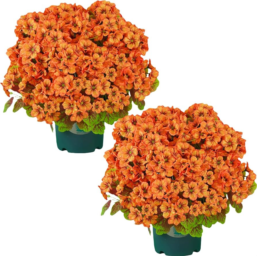 20 Inch Artificial Geranium Bush in Pot, UV Resistant Faux Outdoor Plant for Front Porch, Fall Ar... | Amazon (US)
