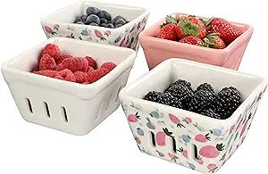 7Penn Ceramic Berry Basket Colander Fruit Bowl, Set of 4 - Decorative Ceramic Fruit Carton for Pr... | Amazon (US)