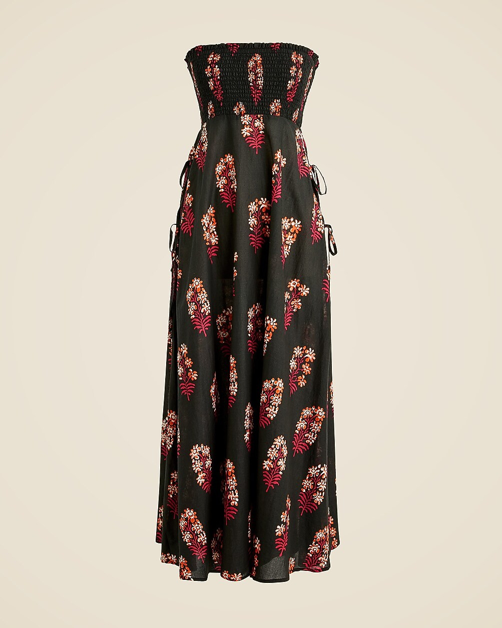 Smocked side-tie dress in cocoa block print cotton voile | J. Crew US