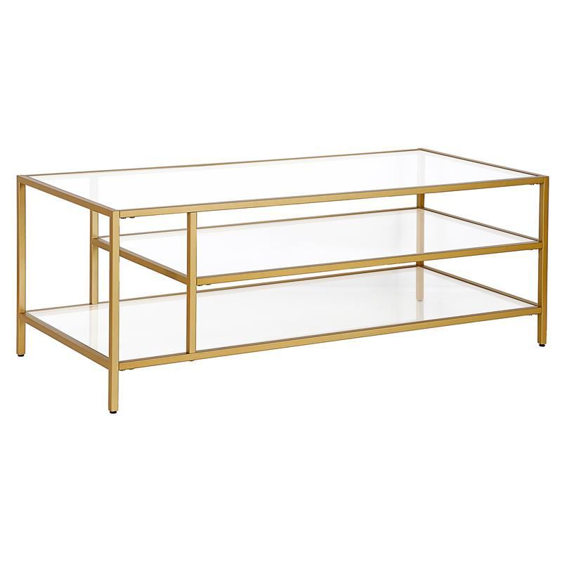 Brass Coffee Table with Glass Shelves - Henn&Hart | Target