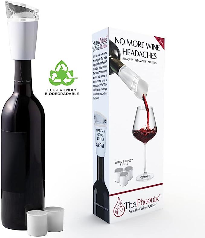 Amazon.com: PureWine Phoenix Wine Purifier Removes Histamines & Sulfites, Reusable Wine Filter Ae... | Amazon (US)