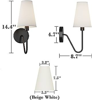 Electro bp;Single Head Classic 1 Light Wall Sconce Lighting Fixture Black with Beige White Linen ... | Amazon (US)