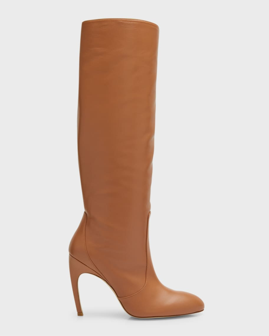 Stuart Weitzman Luxecurve Slouchy Leather Stiletto Knee Boots | Neiman Marcus