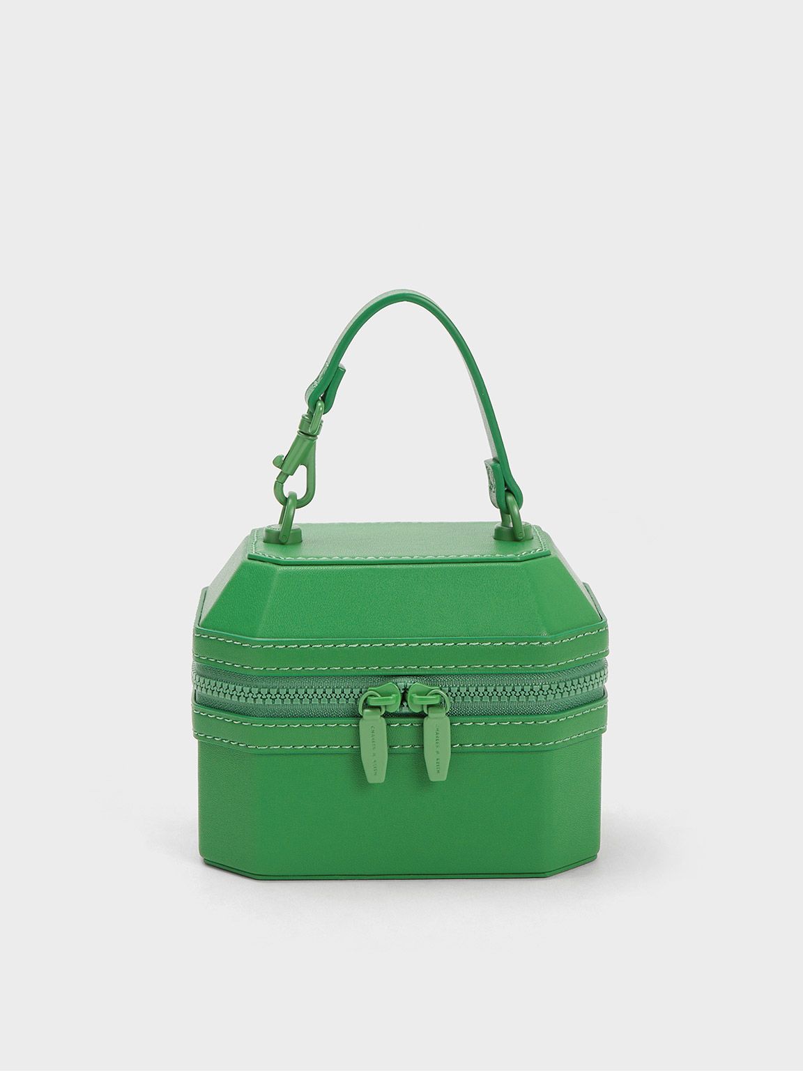 Geometric Boxy Top Handle Bag
 - Green | Charles & Keith UK