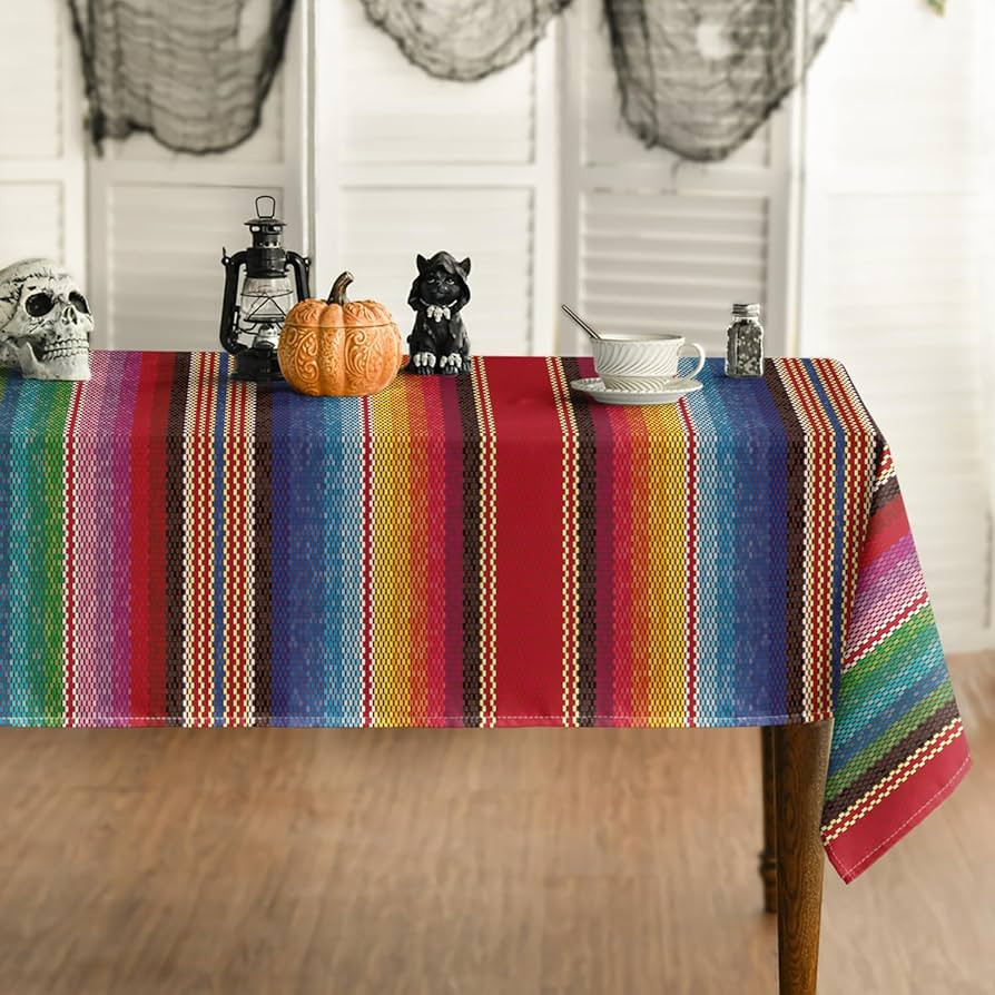 Horaldaily Mexico Tablecloth 60x84 Inch Rectangular, Halloween Cinco De Mayo Fiesta Colorful Stri... | Amazon (US)