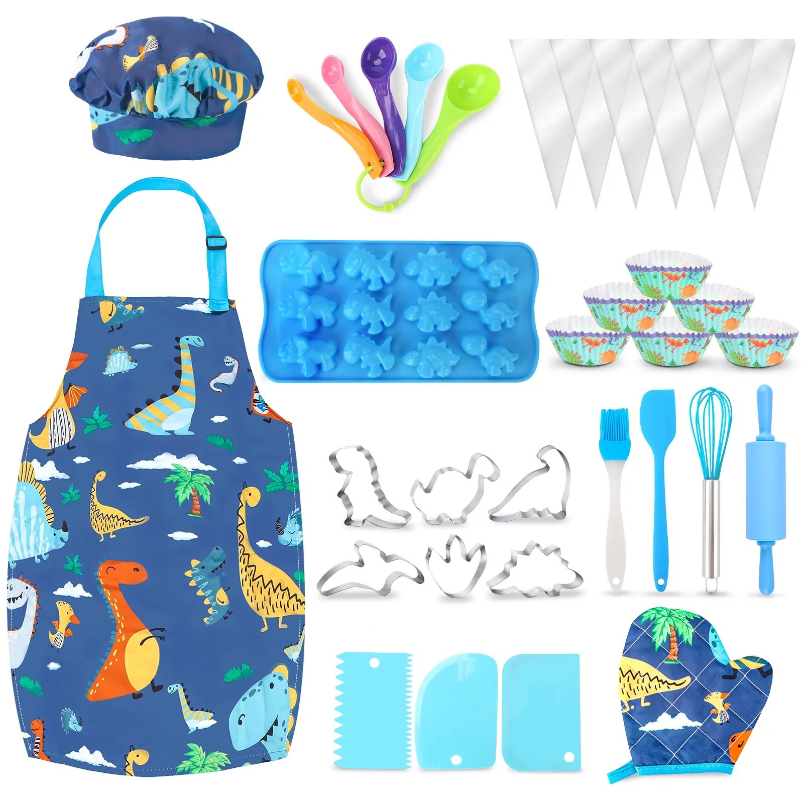 Aoskie Kids Baking Set with Dinosaur Apron and Chef Hat, Cooking Chef Set Baking Supplies Dress U... | Walmart (US)