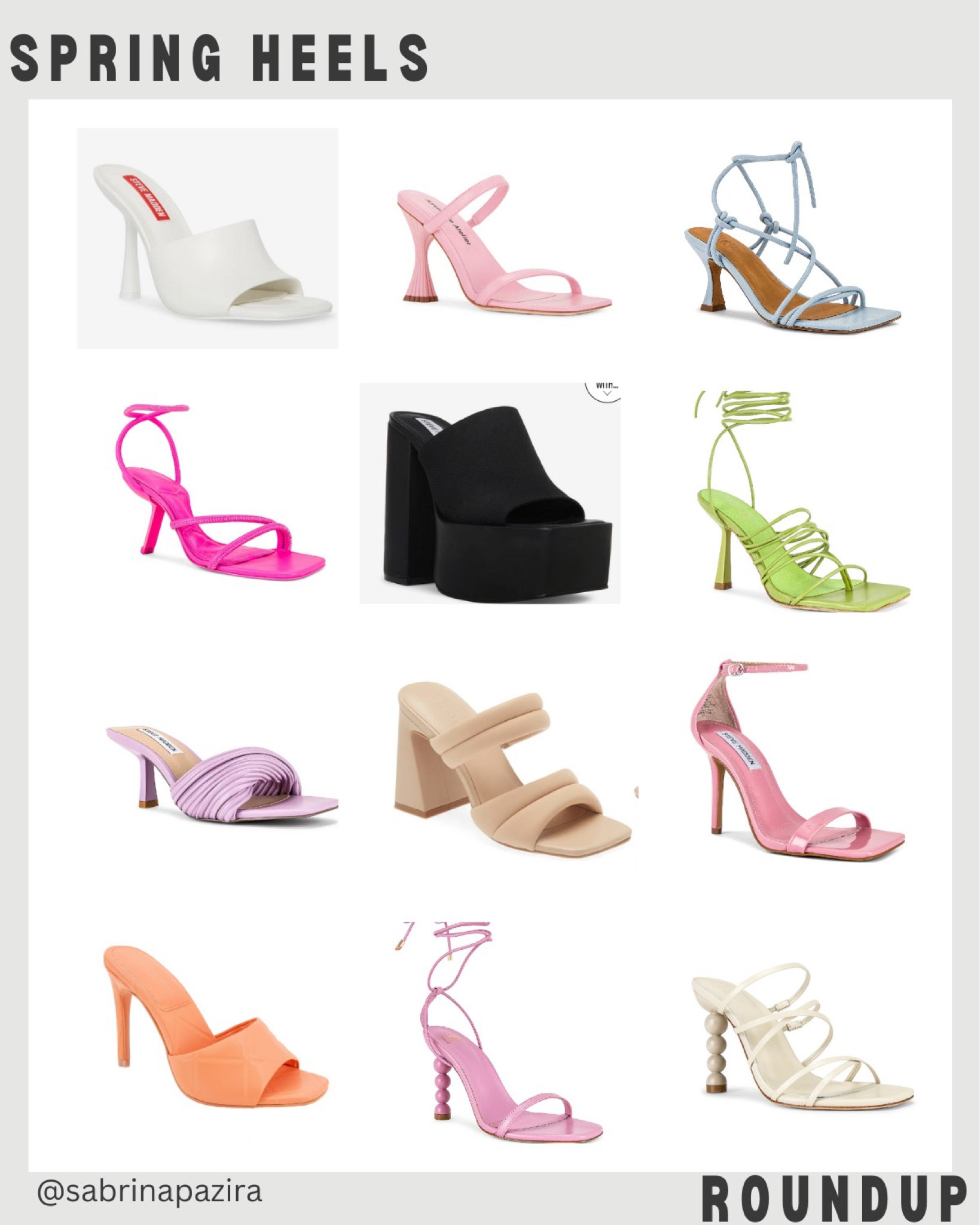 Spring heels roundup, Strappy, tie ankle, mule, wedge, double strap, trendy, colorful, neutral, revolve, Steve Madden, summer shoes 

#LTKshoecrush #LTKunder100 #LTKSeasonal