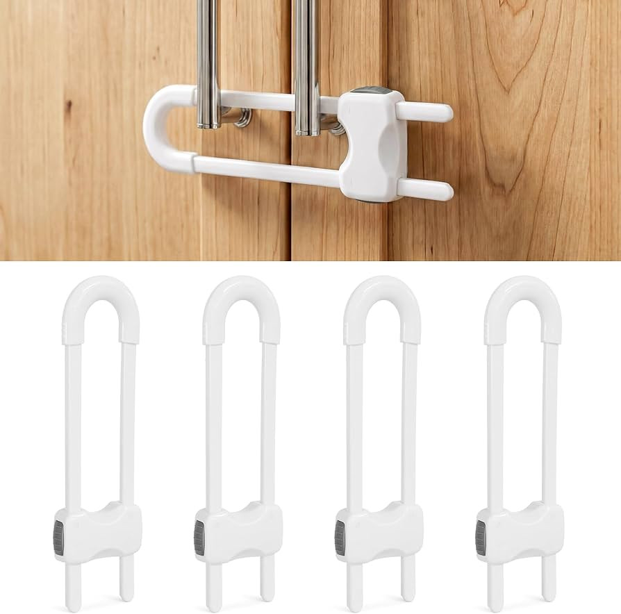 SKYLA HOMES Child Safety Sliding Cabinet Locks, White, 4 Pack, 6 Inch | Amazon (US)