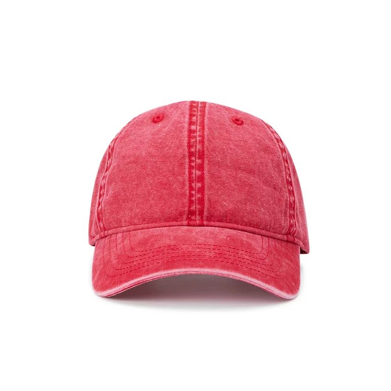 Time and Tru Women's Washed Cotton Twill Baseball Hat, Red Mark | Walmart (US)