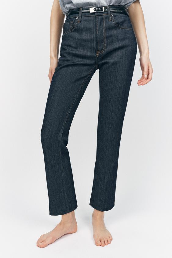 ZW COLLECTION HIGH-WAIST BOOTCUT CROPPED JEANS | Zara US