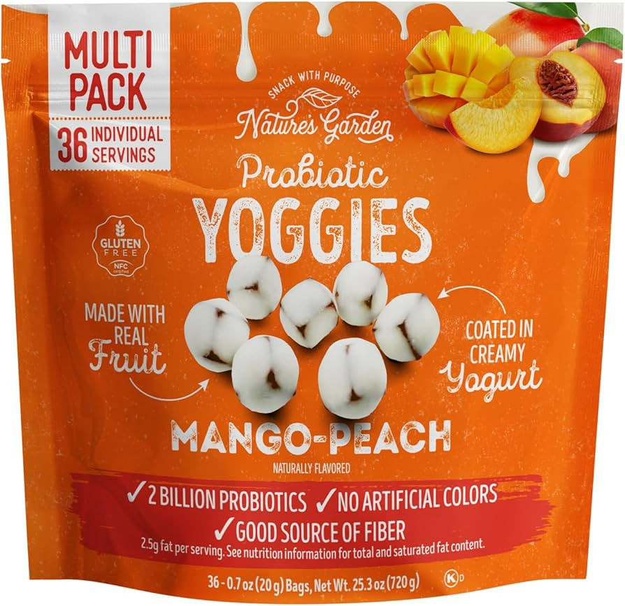 Nature's Garden Probiotic Mango Peach Yoggies 25.3oz (36x0.7oz) Fruit Snack | Amazon (US)