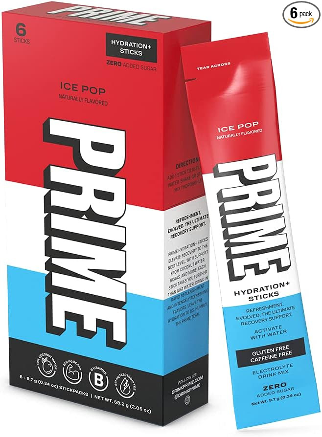 PRIME HYDRATION+ Sticks ICE POP | Hydration Powder Single Serve Sticks | Electrolyte Powder On Th... | Amazon (US)