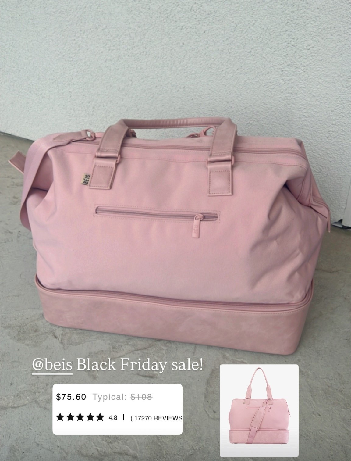 Beis The Weekender 
in Atlas Pink

Pink travel bag
Beis Black Friday sale
Travel essentials
Pink travel essentials
Weekend bag for vacation 


#LTKGiftGuide #LTKCyberWeek #LTKTravel