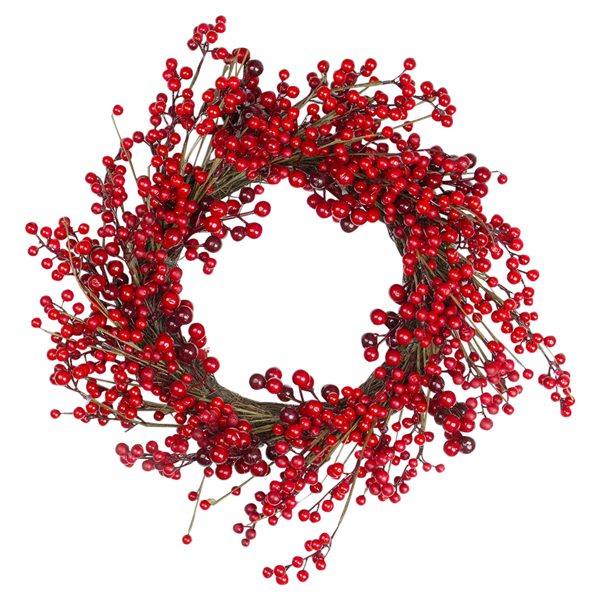 Northlight 20" Unlit Crimson and Merlot Red Berry and Twig Artificial Christmas Wreath | Walmart (US)