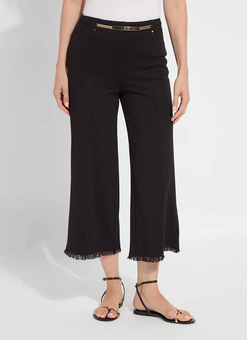 Ari Wide Leg Crop Fringe Belted Pant (24" Inseam) | Lysse NY