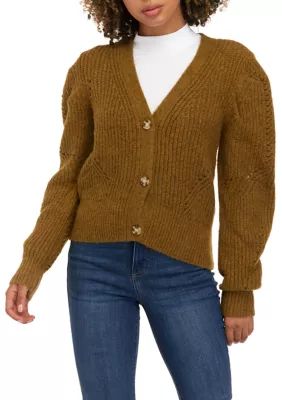MOON RIVER Women's Long Sleeve Solid Cable Cardigan | Belk