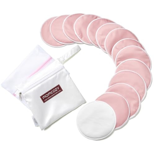 Momcozy Reusable Nursing Pads, Innovative Use of One Way Moisture-Wicking Fabric & 3-Layer Washable Breast Pads, Ultra-Thin Design, Light and Unburden, 14 Pack + Wet & Dry Separation Bag + Wash Bag | Amazon (US)