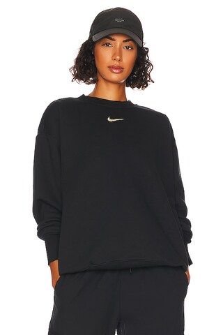 Nike NSW Fleece Crewneck Sweatshirt in Black & Sail from Revolve.com | Revolve Clothing (Global)