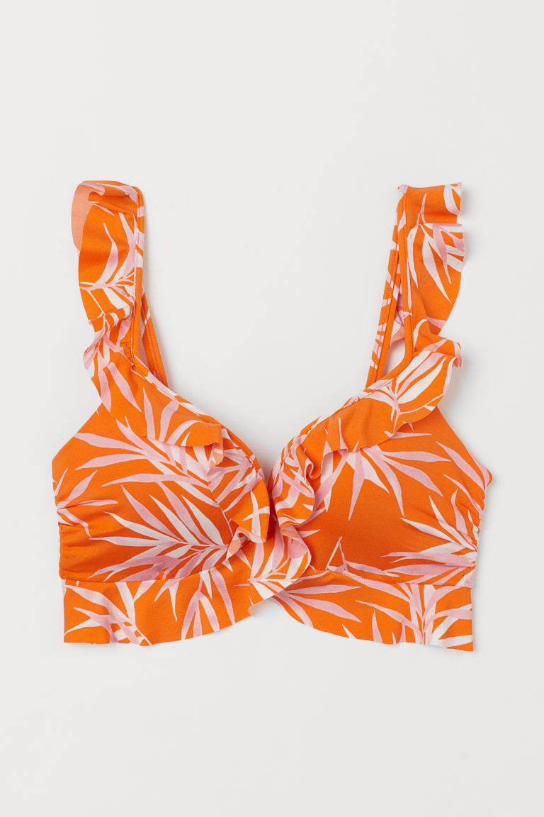 H & M - Flounced Push-up Bikini Top - Orange | H&M (US + CA)
