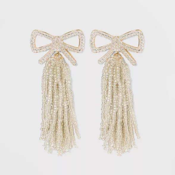 SUGARFIX by BaubleBar Bow Beaded Tassel Drop Earrings | Target