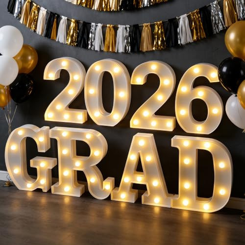 2026 Graduation Decorations – 8 LED Marquee Light-Up Letters,"Grad 2026"for Preschool, Kindergarten, School, and College Party Décor | Amazon (US)