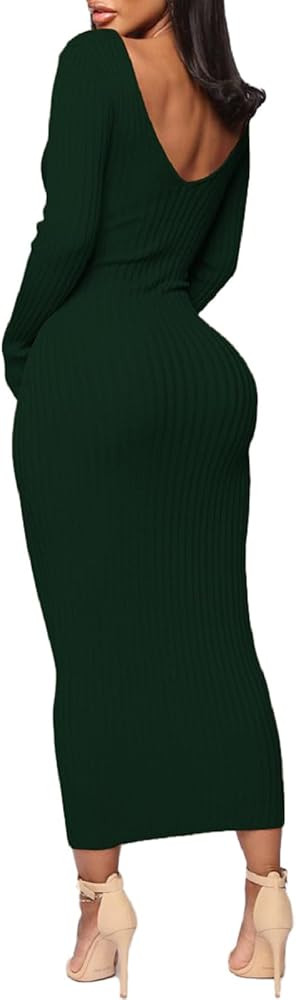 SheKiss Women's Off Shoulder Long Sleeves Bodycon Sweater Dress Sexy Knit Slim Cardigans | Amazon (US)