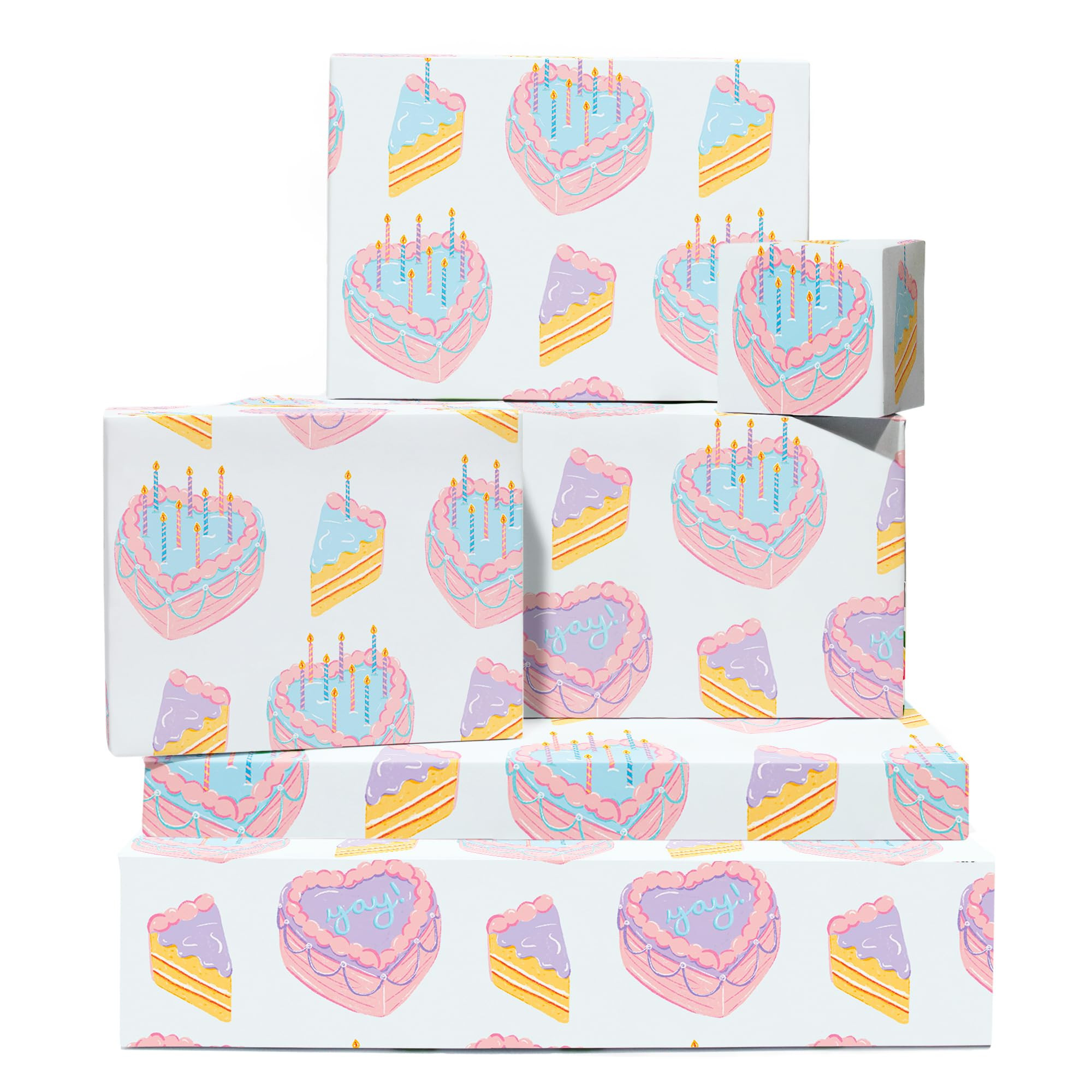 CENTRAL 23 Pastel Wrapping Paper - 6 Sheets Of Gift Wrap For Her - Vintage Birthday Cakes - Girls... | Amazon (US)