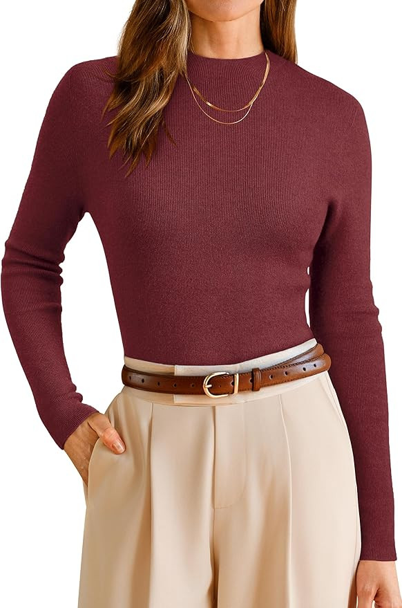 Arach&Cloz Women's Wool Blend Fall Seamless Rip Resistant Warm Layered Tops Business Casual Sweat... | Amazon (US)