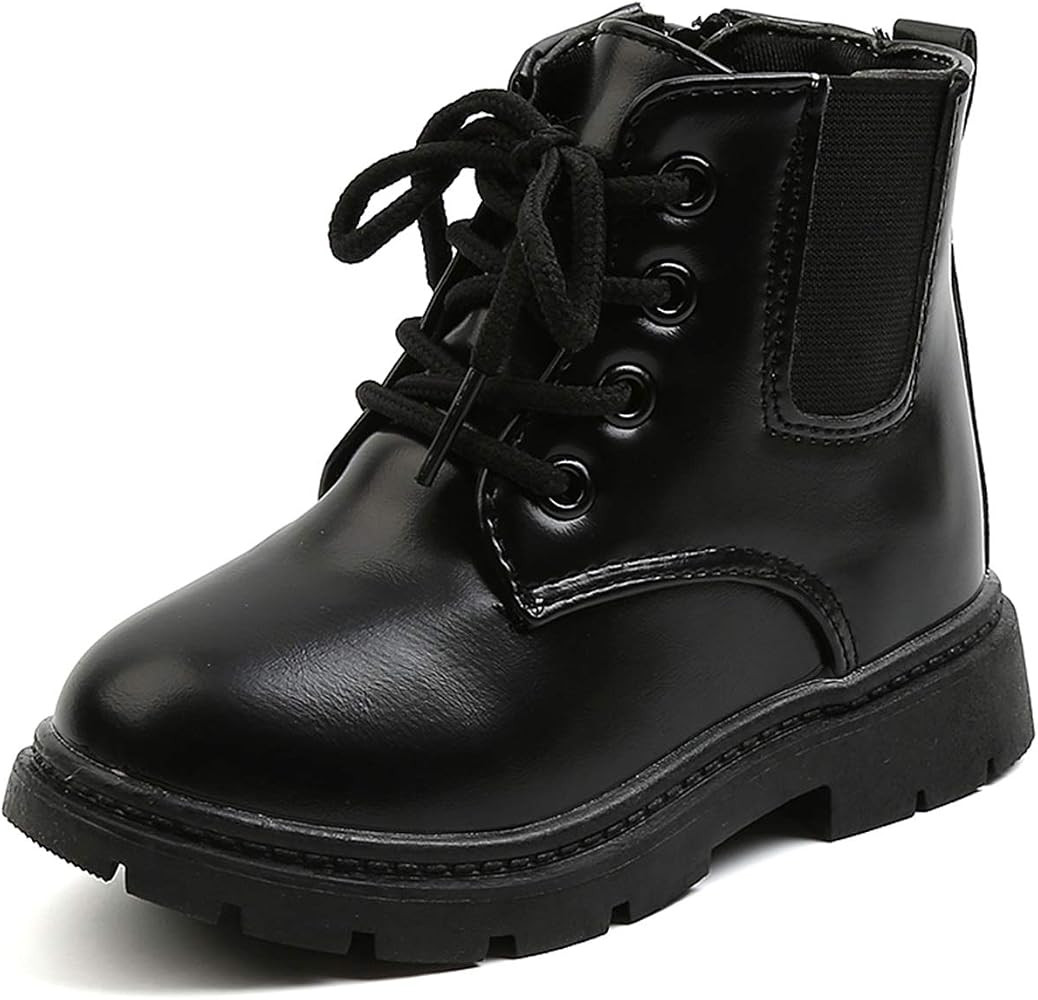 Komfyea Toddler Kids Boots Side Zipper Combat Short Ankle Boots for Boy's Girl's | Amazon (US)