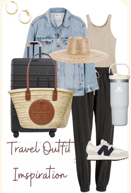 Travel outfit inspo
Using closet classic wardrobe  builders
As inspiration for this cute and comfy Travel look.

A great boyfriend denim jacket
Kut from the Kloth makes the best footing denim jackets. You’ll wear for years.

A great Black jogger 

Lack of color hat (one of my all time favorites✔️

My best selling New balance 327 tennis shoes. Comes in several colors , they sell fast but restock!

Stanley tumbler with top hold handle 

Tory Burch straw bag perfect for travel and the beach

Great luggage I love the Vera Bradley luggage 
Save 10% off with DARCY10

Perfect gold hoops work with every outfit!


#outfit #traveloutfit #wardrobebasics

#LTKstyletip #LTKtravel