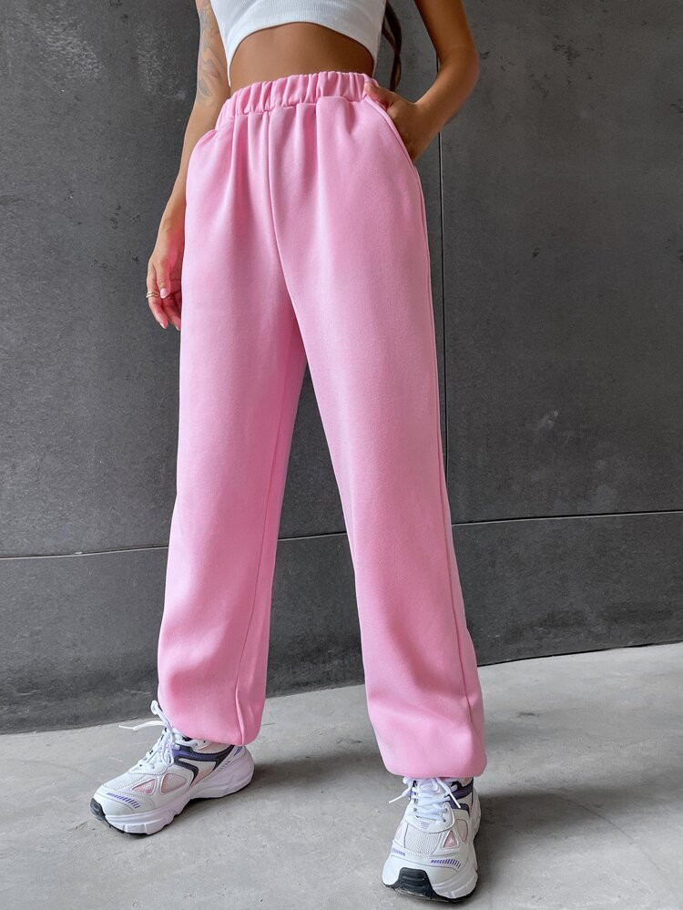 Elastic Waist Slant Pocket Sweatpants | SHEIN