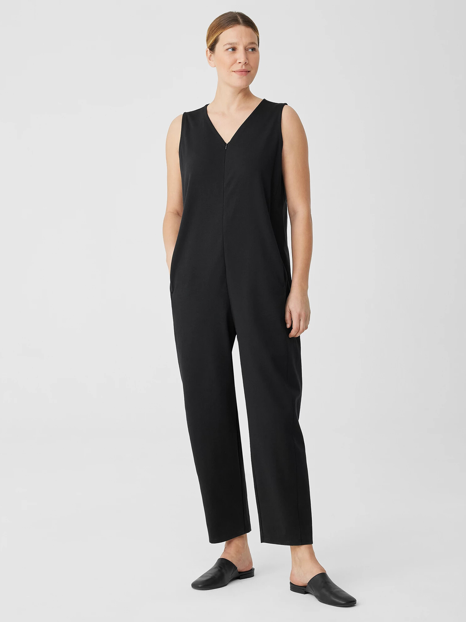 Cotton Blend Ponte Lantern Jumpsuit | Eileen Fisher