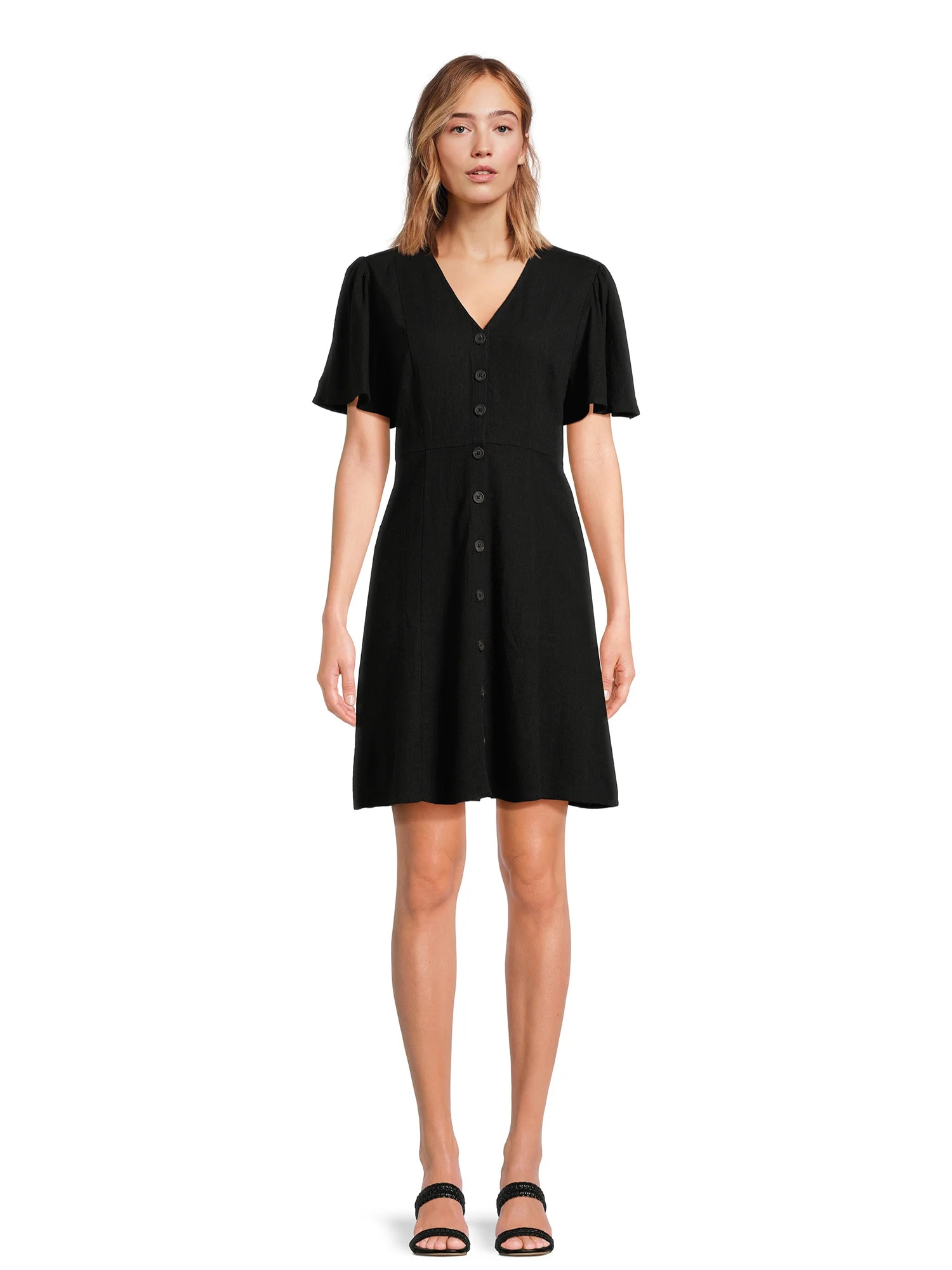 Time and Tru Women's Button Front Mini Dress, Sizes XS-XXXL | Walmart (US)