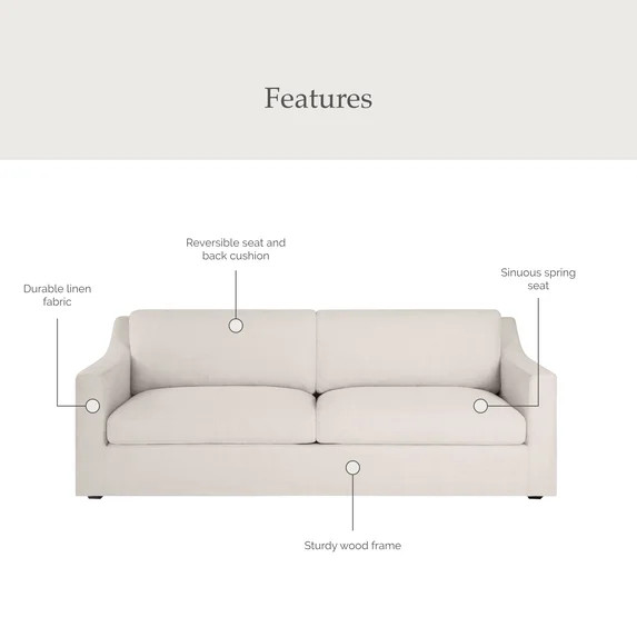 My Texas House Briar 2 Accent Chairs & 1 Sofa, Bundle Cream Linen | Walmart (US)