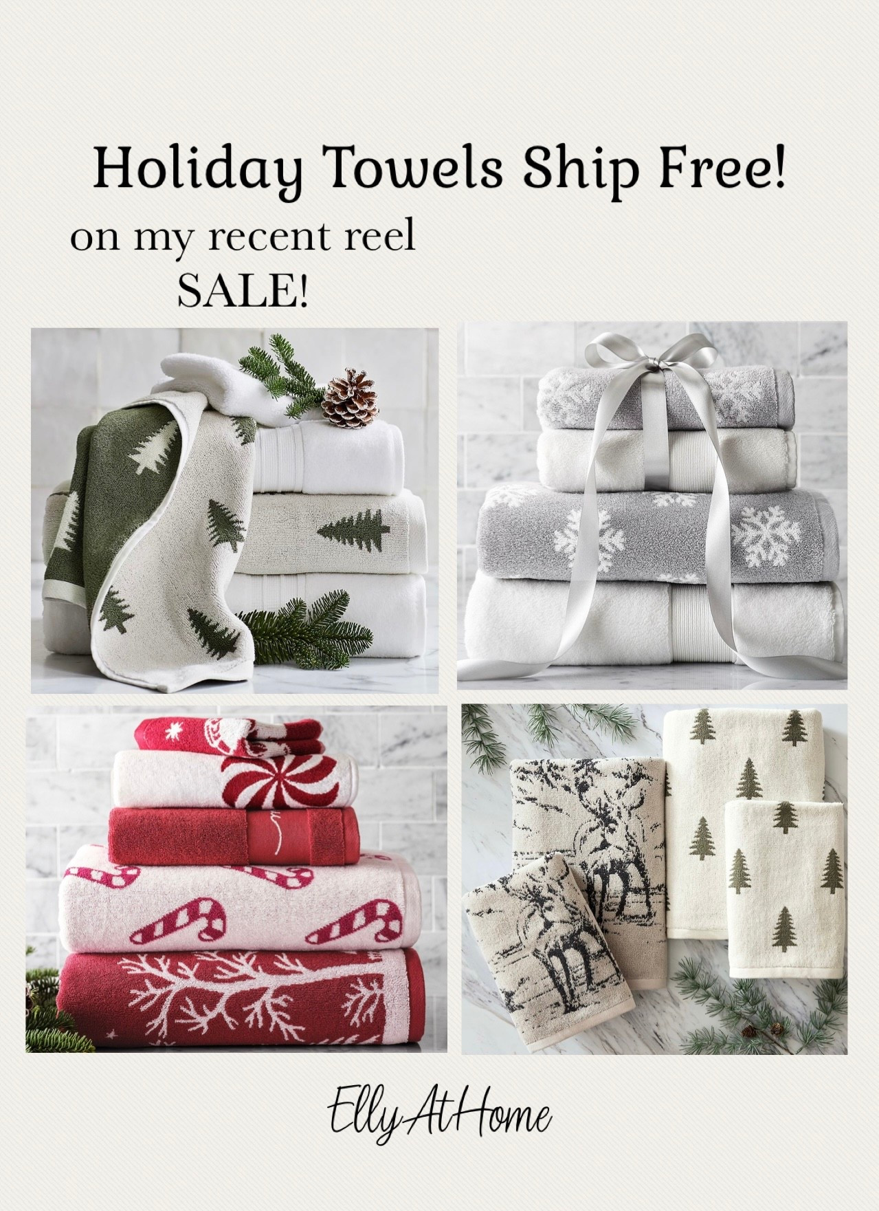 Holiday, Christmas towels ship free, in a variety of colors and styles! Pine tree styles are on my previous reel/post are on sale. See other selections also on sale. Primary bathroom, guest bathroom. Pottery Barn. 

#LTKHome #LTKHoliday #LTKSaleAlert