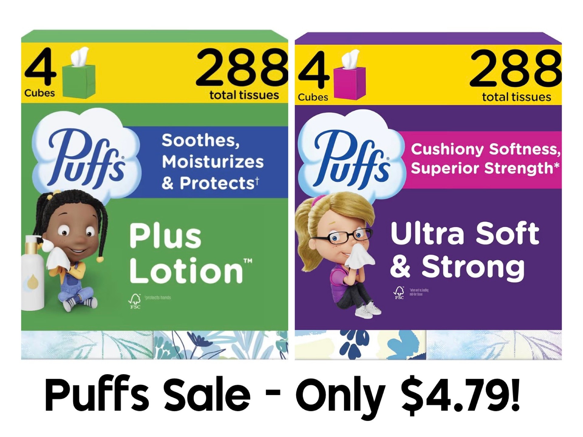 Four count boxes of Puffs Tissue are on sale for only $4.79 today at Amazon! Fantastic deal for this item that hardly ever goes on sale this much. Both the Plus Lotion version and the Ultra Soft & Strong versions are included.

#LTKselfcare #LTKSaleAlert #LTKHome