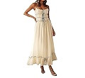 FEORJGP Womens Summer Spaghetti Strap Long Dress Boho Low Cut Dress Backless Bodycon Midi Dress B... | Amazon (US)