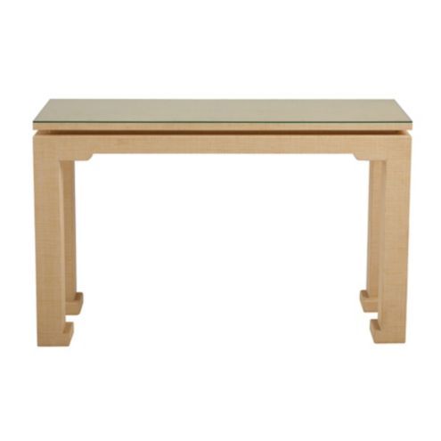 Bunny Williams Raffia Wrapped Console Table Chinese-Style with Glass Top | Ballard Designs, Inc.