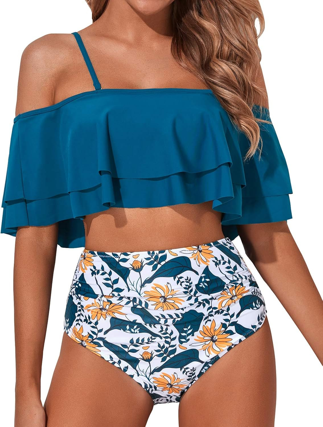 Tempt Me Women High Waisted Bikini Set Two Piece Swimsuit Tummy Control Bottoms Ruffle Off Should... | Amazon (US)