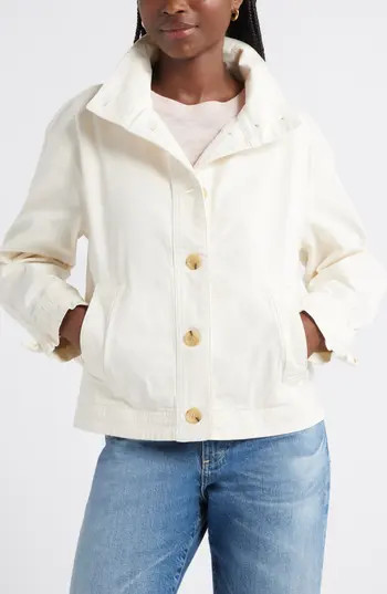 Caslon® Cotton Stretch Twill Swing Jacket in Ivory Pristine at Nordstrom Rack, Size Small | Nordstrom Rack