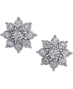 Diamond Flower Earrings (1/2 ct. t.w.)in 10k White Gold | Macys (US)
