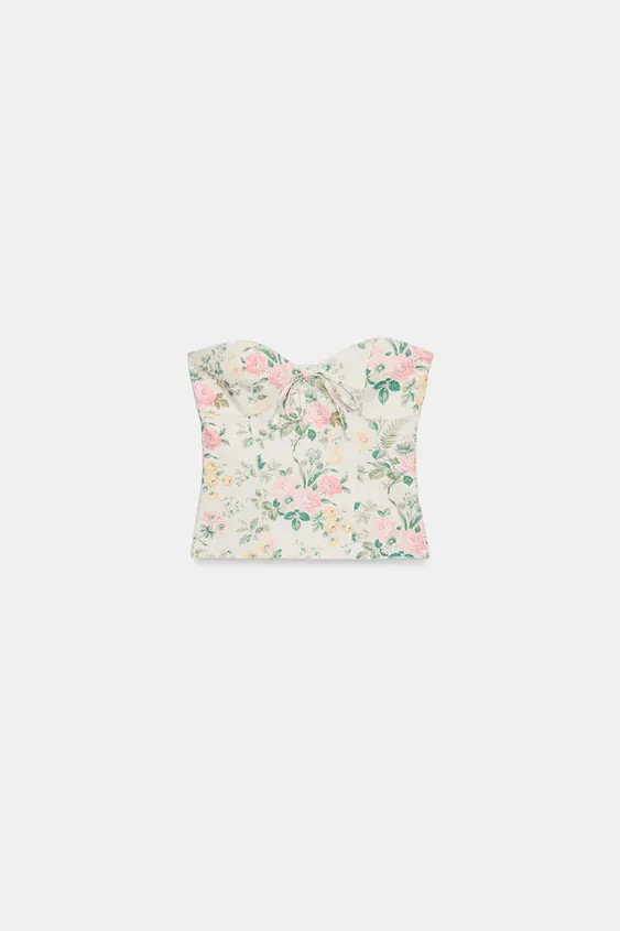 FLORAL BOW CORSET TOP | Zara US