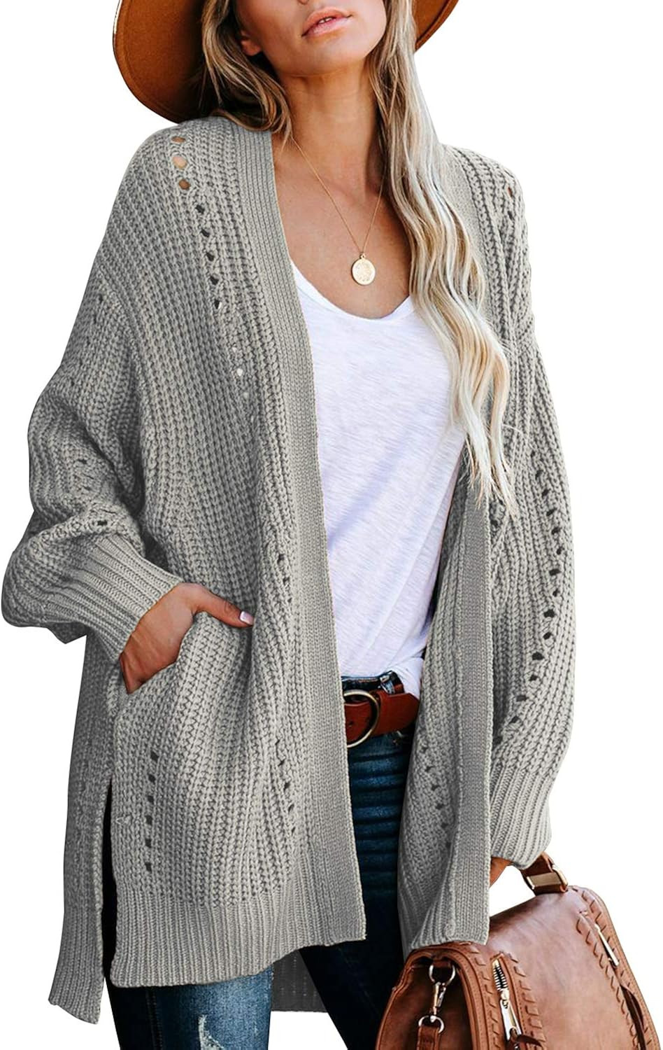 luvamia Women's Casual Long Sleeve Open Front Knit Pockets Sweater Cardigan Outwear Cable Knit Sw... | Amazon (US)