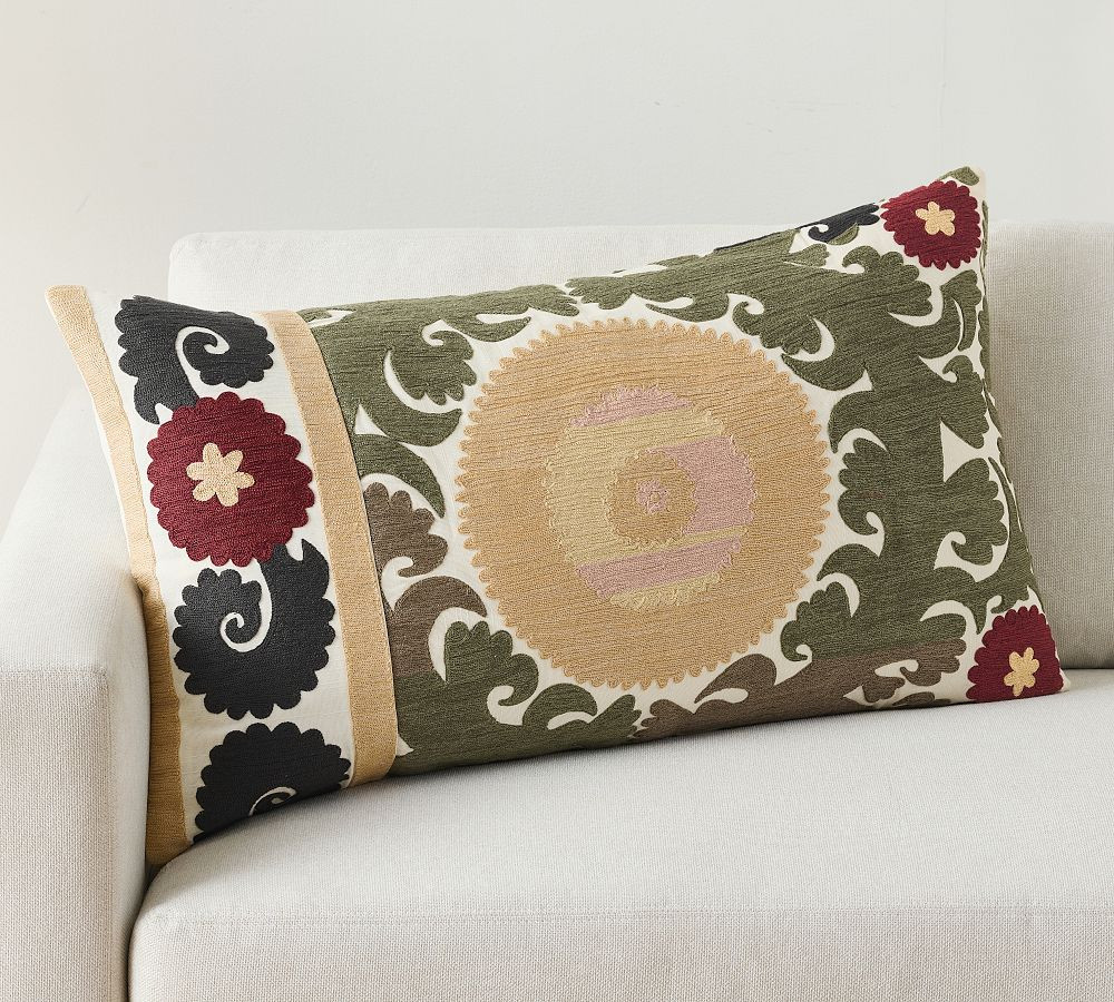 Sofia Embroidered Lumbar Pillow | Pottery Barn (US)