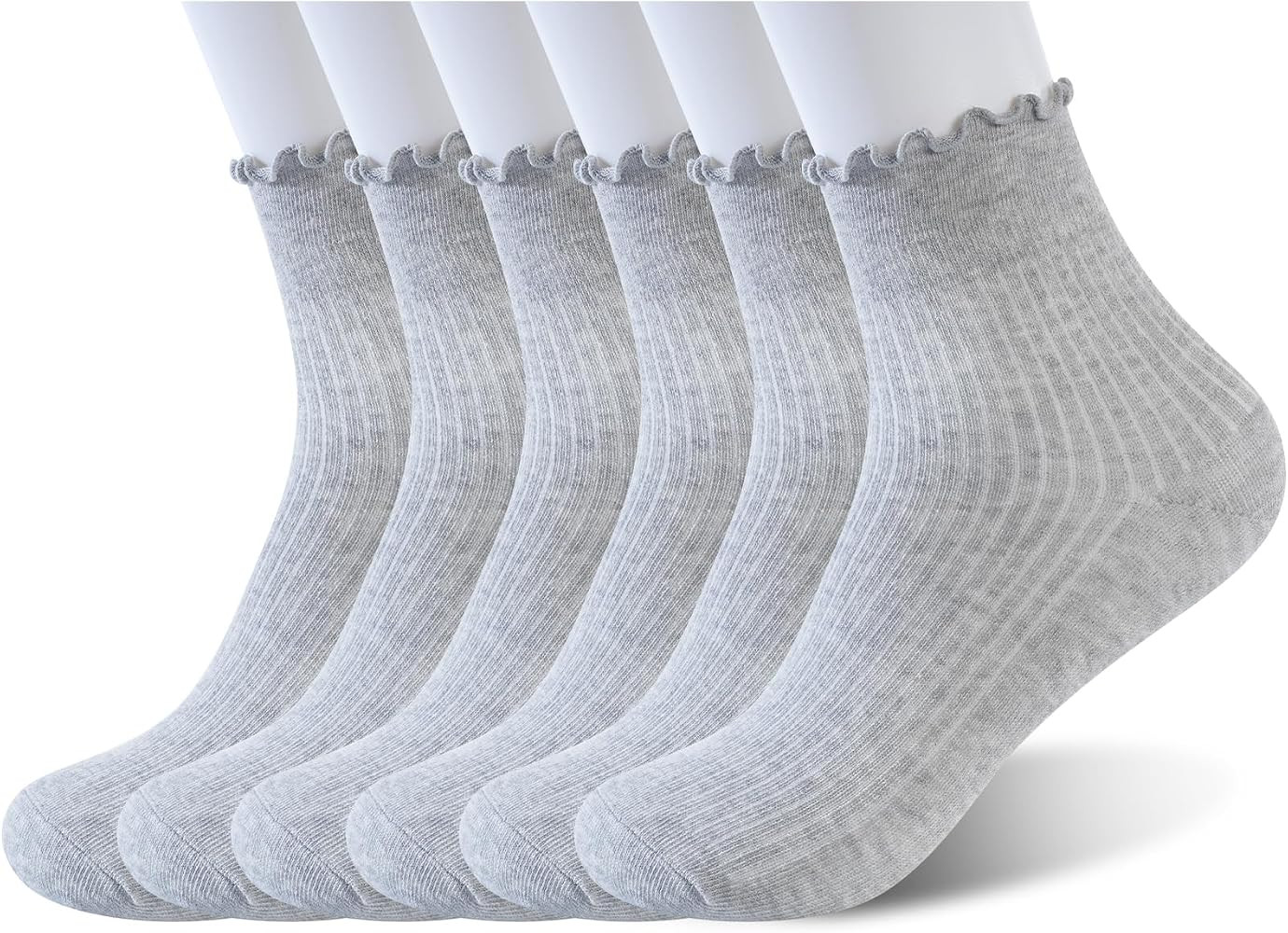 Monxiery Womens Cotton Ruffle Socks, Cute Breathable Frilly Casual Ankle Socks | Amazon (US)