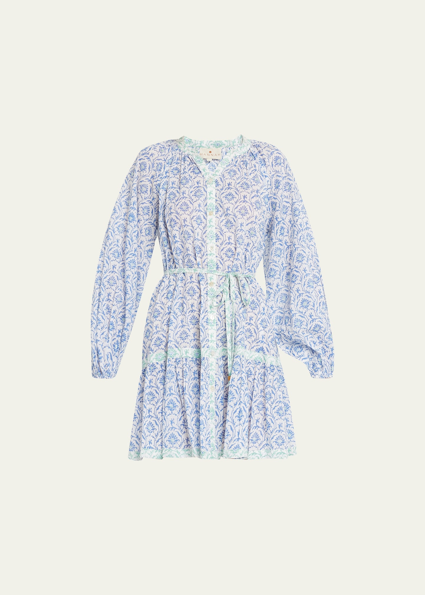 Hannah Artwear Martine Floral Cotton Tiered Mini Shirtdress | Bergdorf Goodman