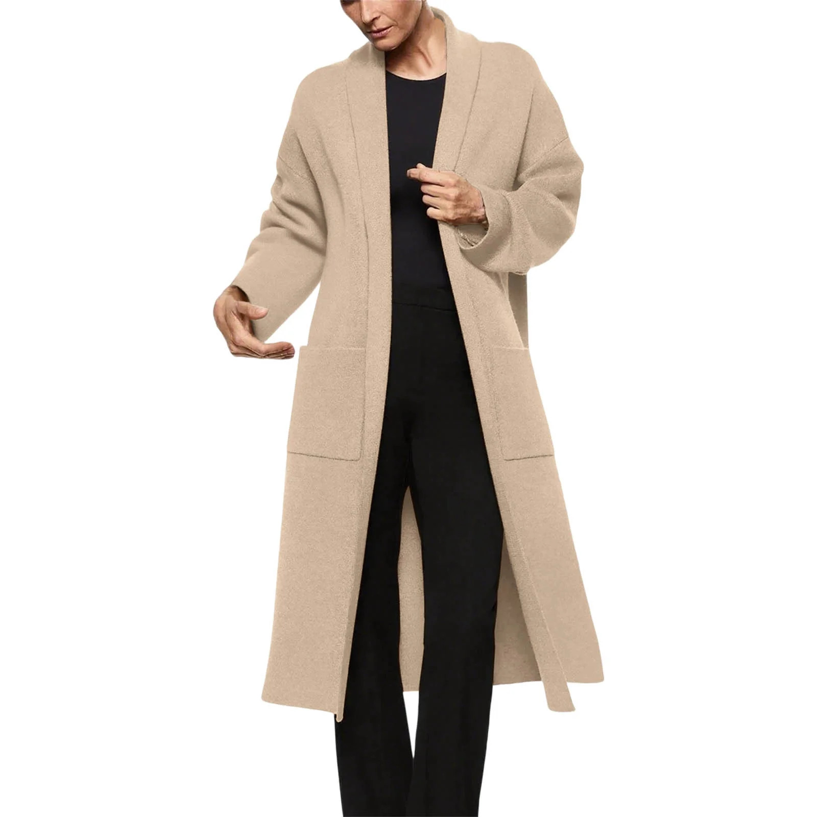 CENGNIAN No Boundaries Women's Long Open-Front Cardigan,Ladies Pocketed Oversized Knit Duster Coa... | Walmart (US)