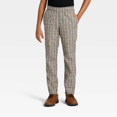 Boys' Plaid Dress Pants - Cat & Jack™ Beige 6 | Target