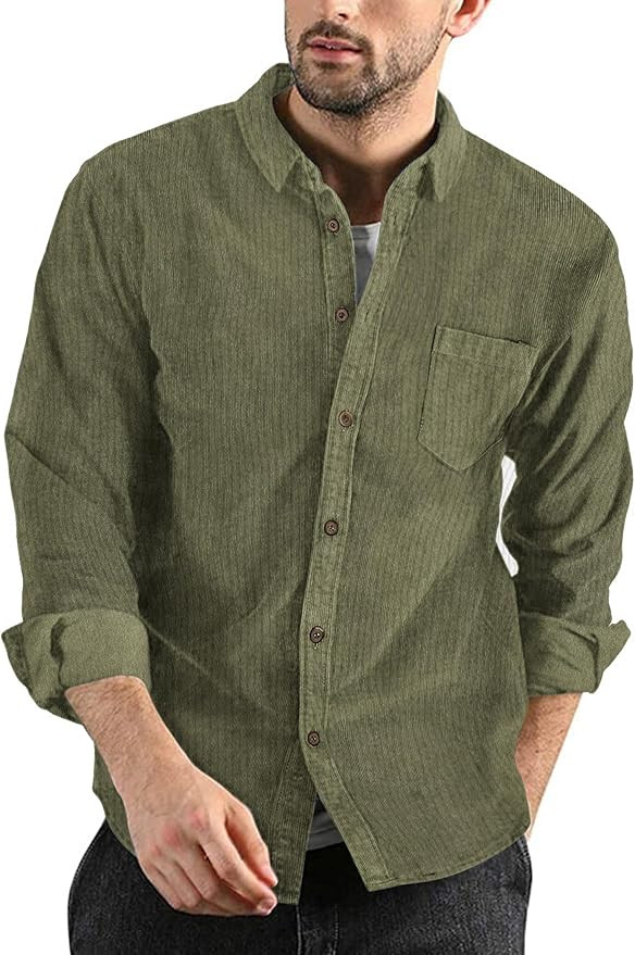 COOFANDY Men's Corduroy Shirt Casual Long Sleeve Button Down Lightweight Jacket Fall Textured Sha... | Amazon (US)